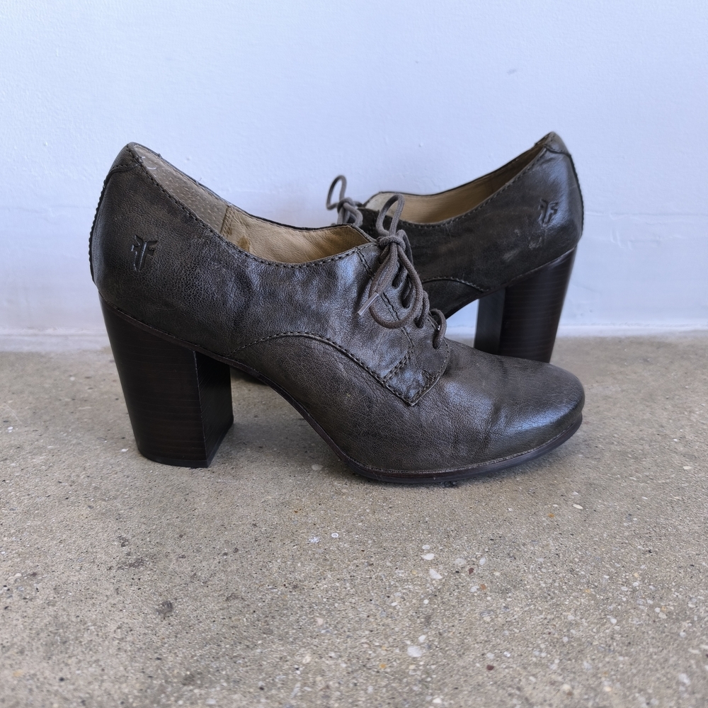 FRYE Carson Oxford Gray Leather Lace-Up Women's Heels Size 11